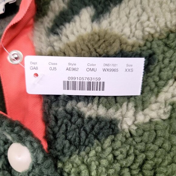 J Crew Sherpa Fleece Snap Collar Pullover Camo XXS SOLD OUT ON JCREW WEBSITE New - Picture 5 of 16
